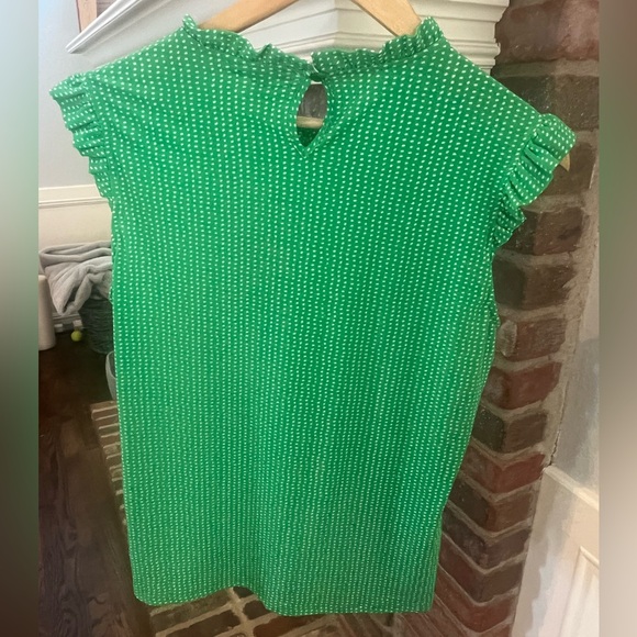 Adrianna Papell Dot Print Sleeveless Top with Ruffled Details - Picture 3 of 6